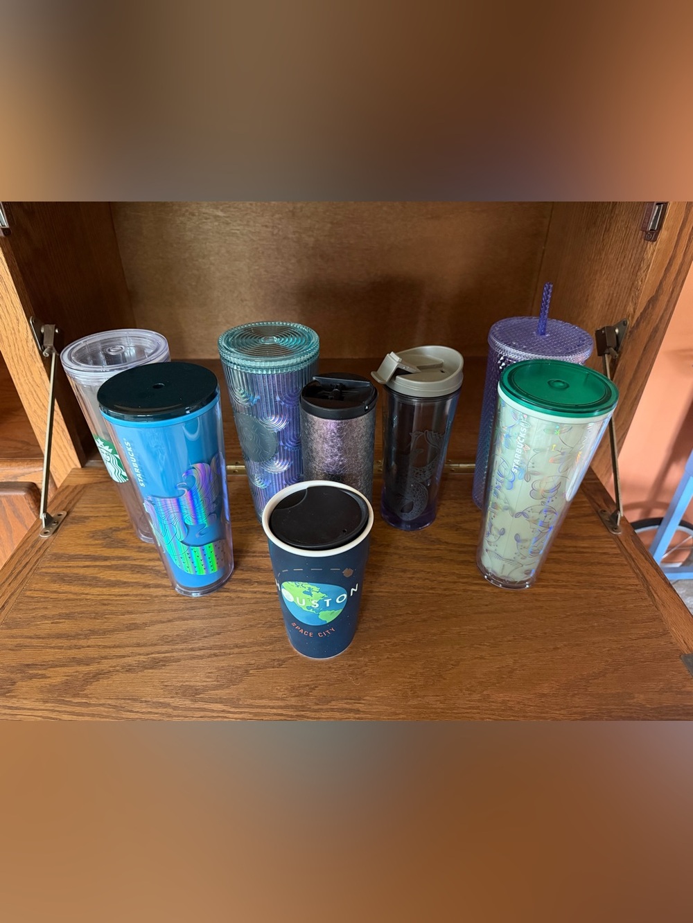 Houston Space City Tumbler - Blue, 6 cold beverage tumblers, one hot tumbler.